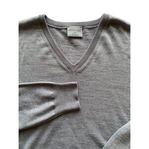 Galvin Green Men's SZ Medium V-Neck 100% Merino Wool Sweater Gray